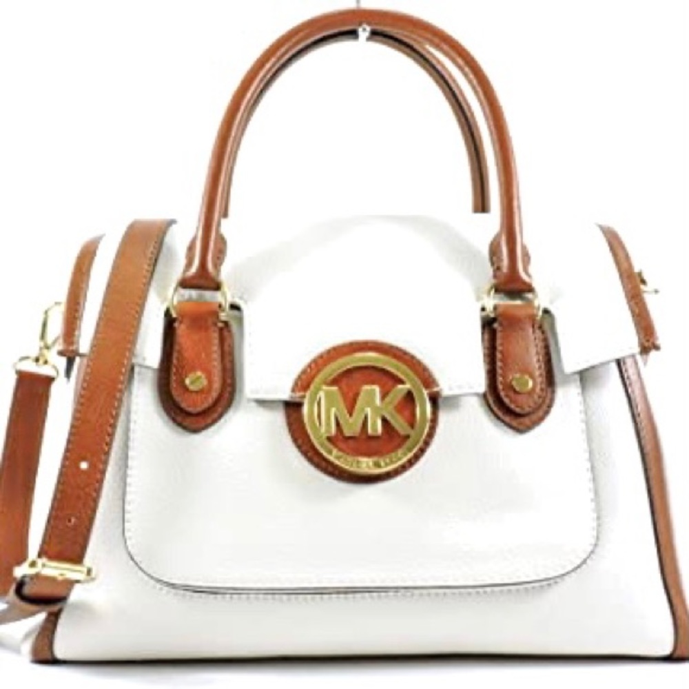 NWT Michael Kors Vanilla Margo Leather Satchel